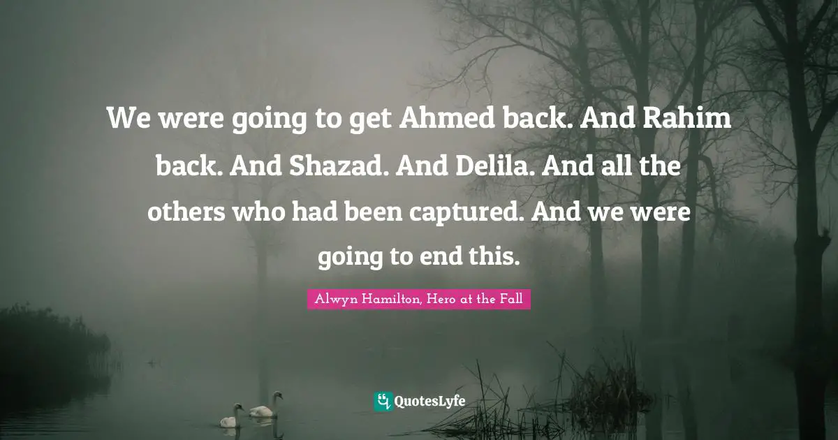We were going to get Ahmed back. And Rahim back. And Shazad. And Delila. And all the others who had been captured. And we were going to end this.