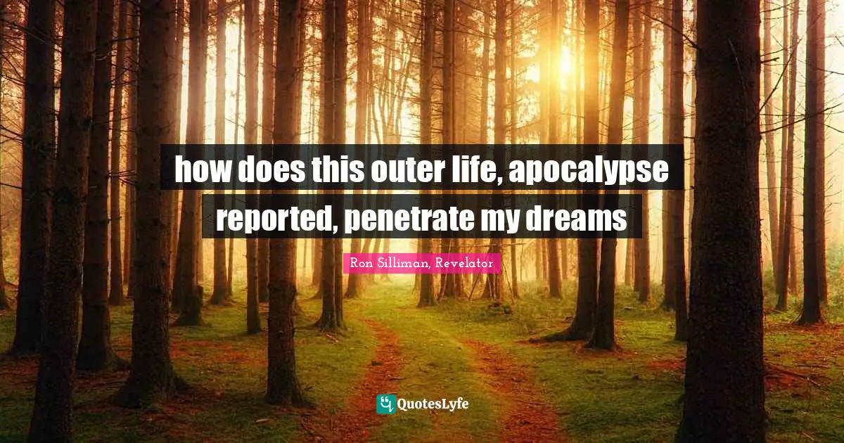 how does this outer life, apocalypse reported, penetrate my dreams