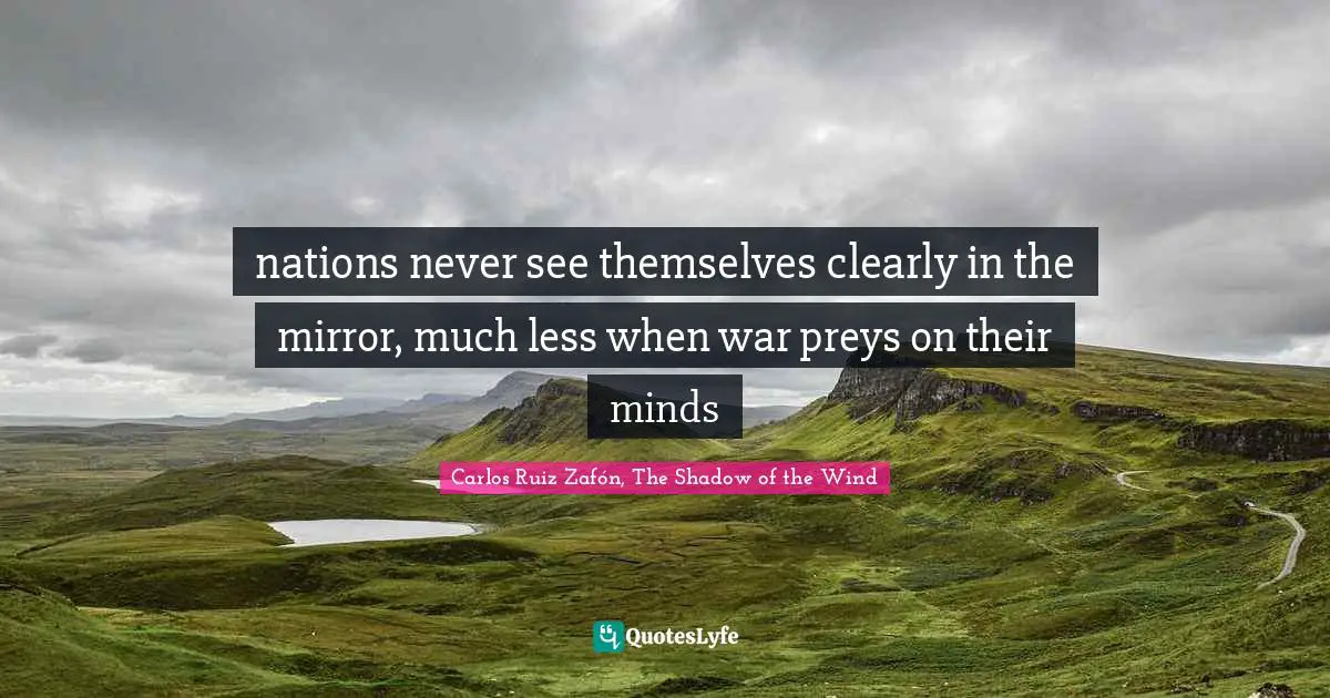 Carlos Ruiz Zafón, The Shadow Of The Wind Quotes: "nations never see themselves clearly in the mirror, much less when war preys on their minds"