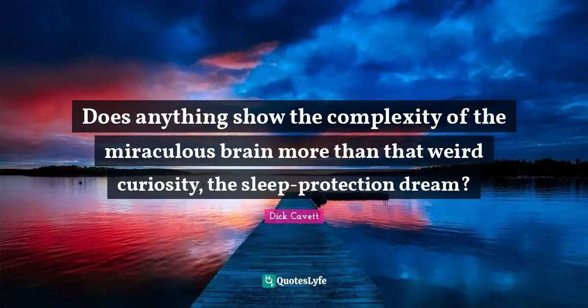 Does anything show the complexity of the miraculous brain more than that weird curiosity, the sleep-protection dream?