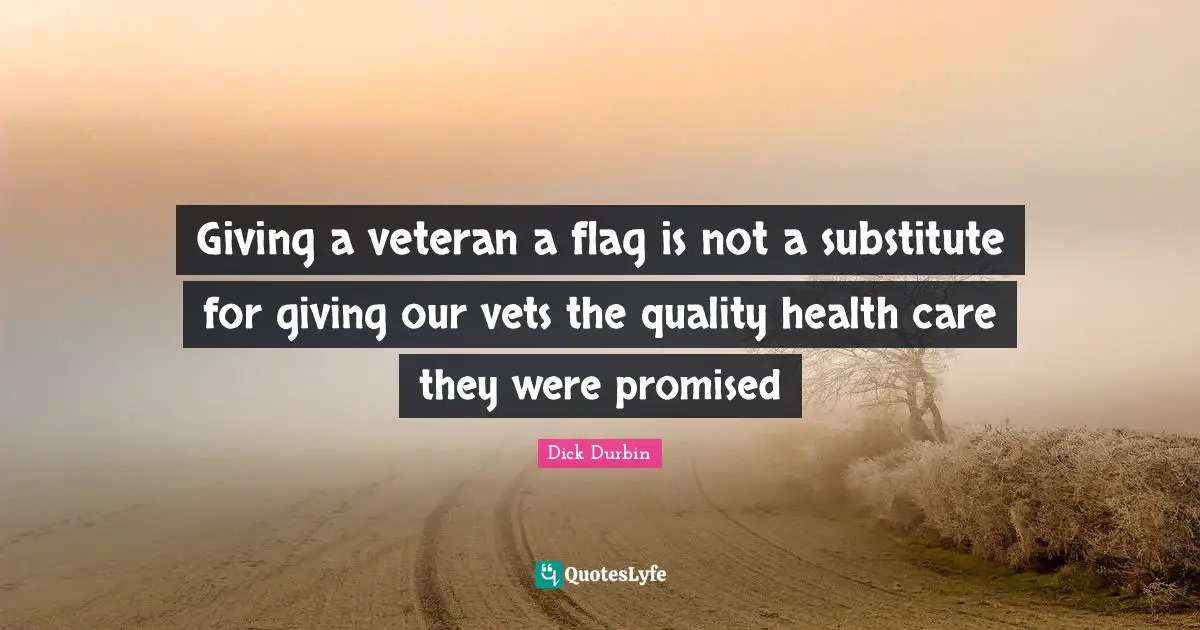 Dick Durbin Quotes: "Giving a veteran a flag is not a substitute for giving our vets the quality health care they were promised"