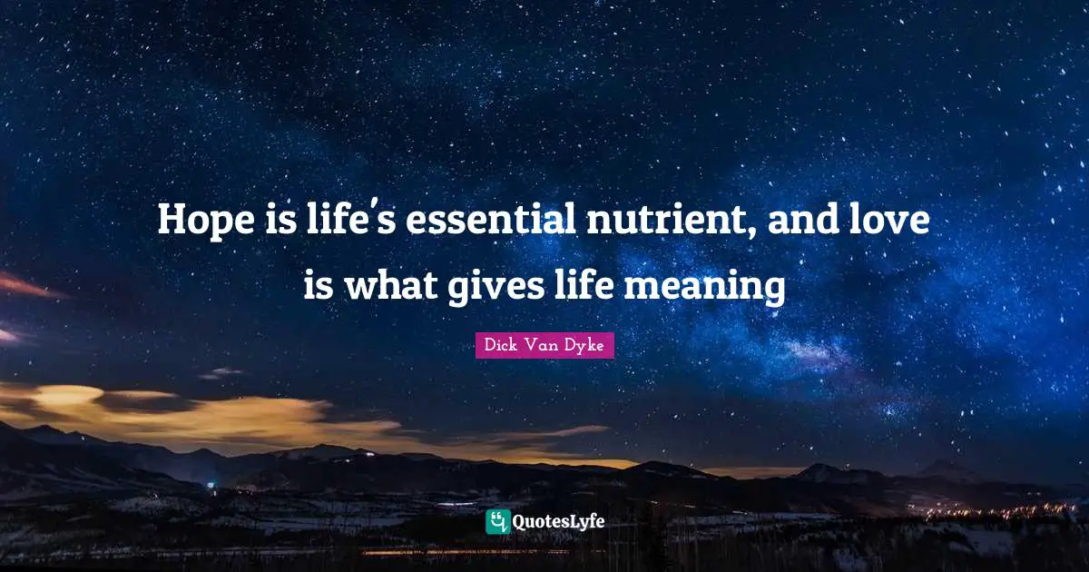Dick Van Dyke Quotes: Hope is life's essential nutrient, and love is what gives life meaning