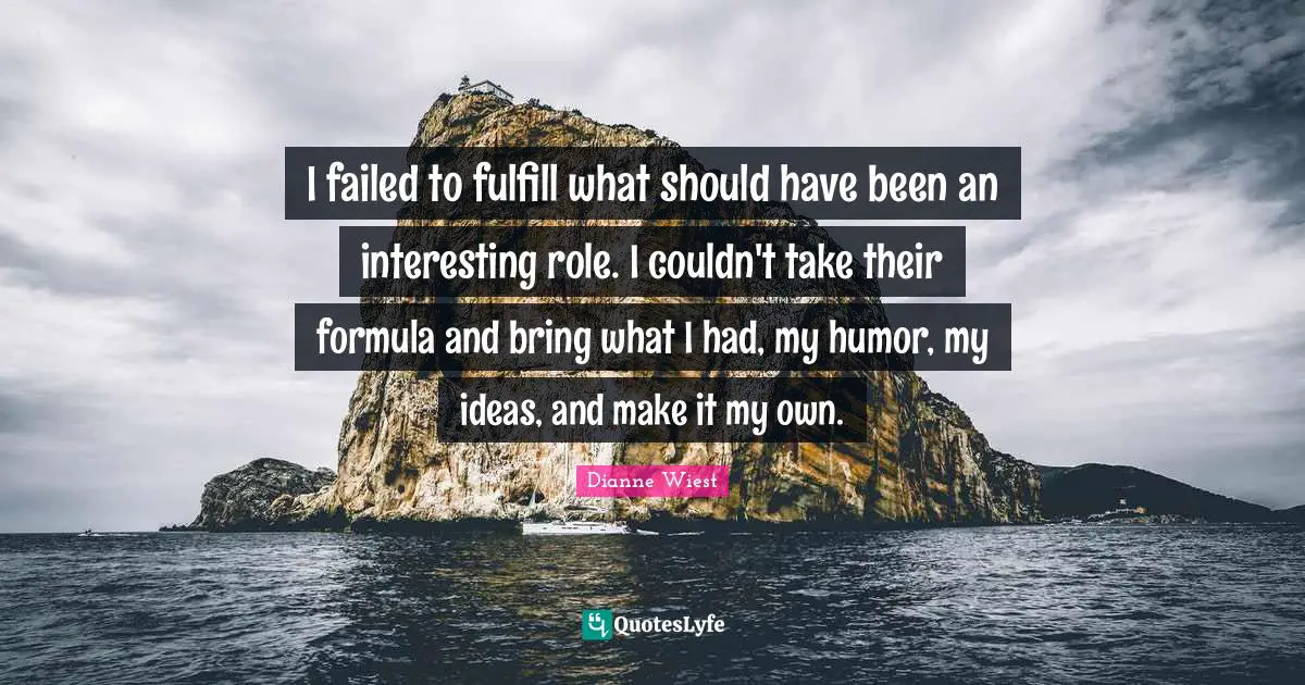 I failed to fulfill what should have been an interesting role. I couldn't take their formula and bring what I had, my humor, my ideas, and make it my own.