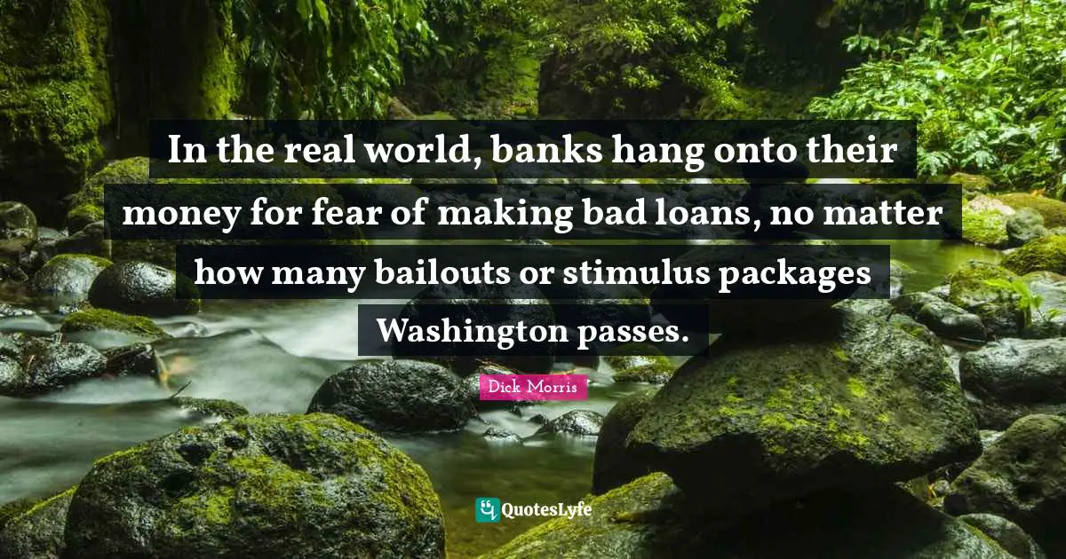 In the real world, banks hang onto their money for fear of making bad loans, no matter how many bailouts or stimulus packages Washington passes.