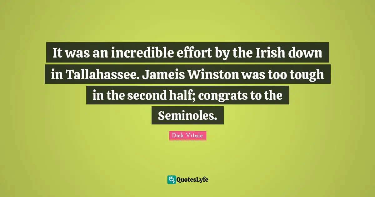 It was an incredible effort by the Irish down in Tallahassee. Jameis Winston was too tough in the second half; congrats to the Seminoles.