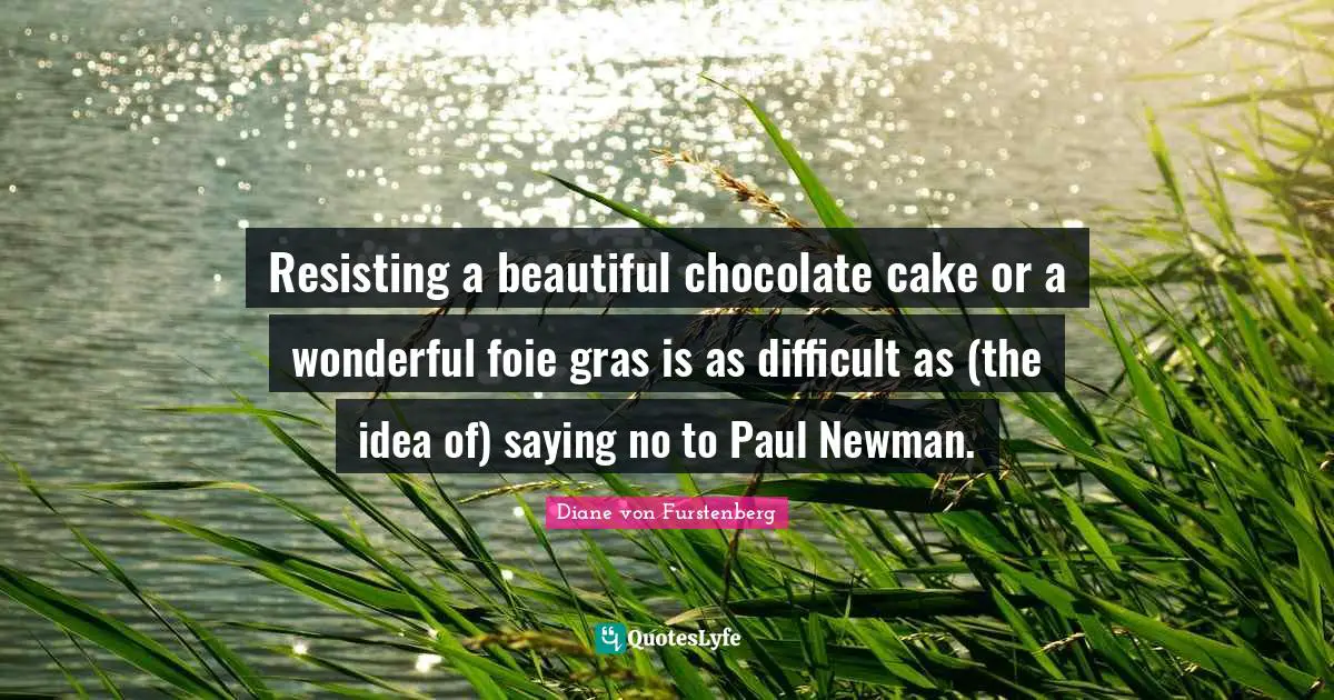 Resisting a beautiful chocolate cake or a wonderful foie gras is as difficult as (the idea of) saying no to Paul Newman.