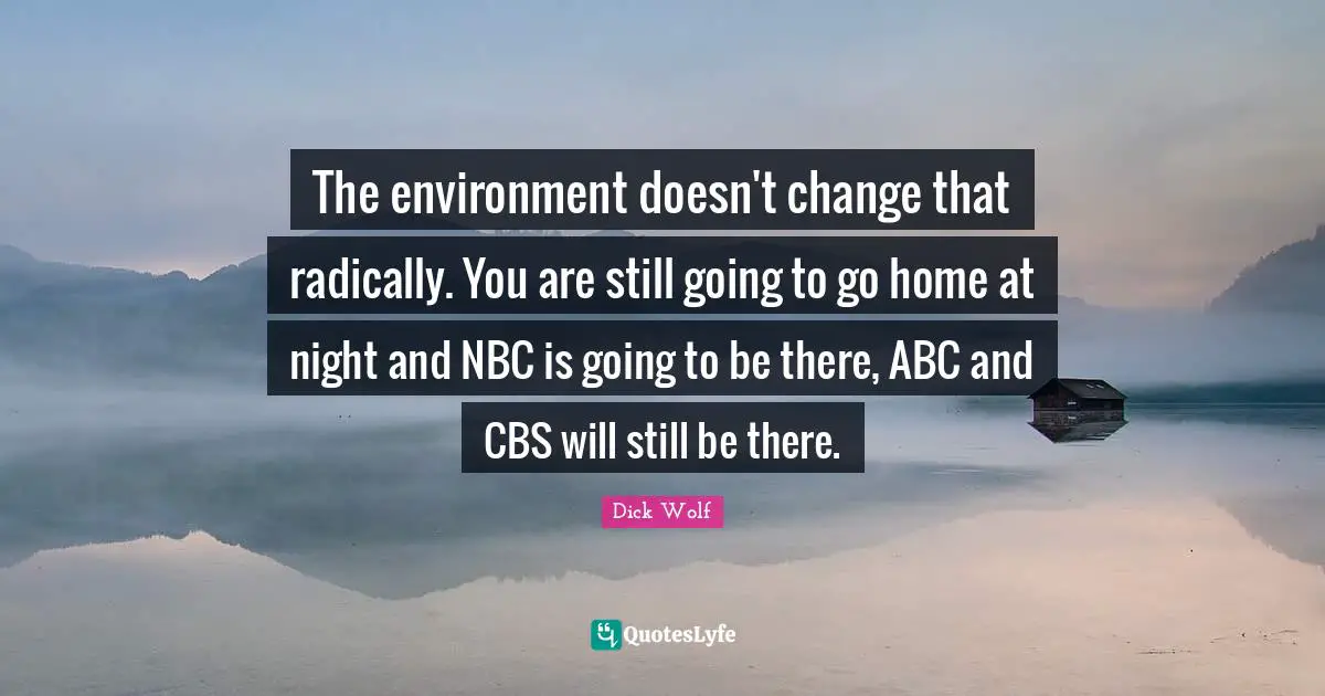 Dick Wolf Quotes: "The environment doesn't change that radically. You are still going to go home at night and NBC is going to be there, ABC and CBS will still be there."