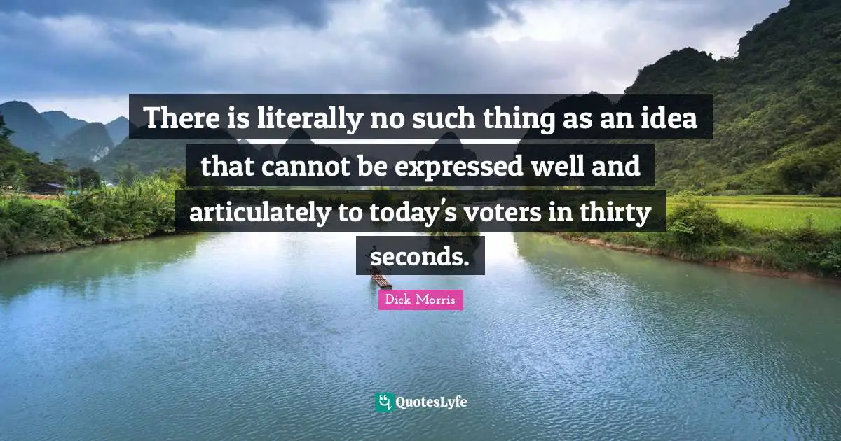 Dick Morris Quotes: "There is literally no such thing as an idea that cannot be expressed well and articulately to today's voters in thirty seconds."