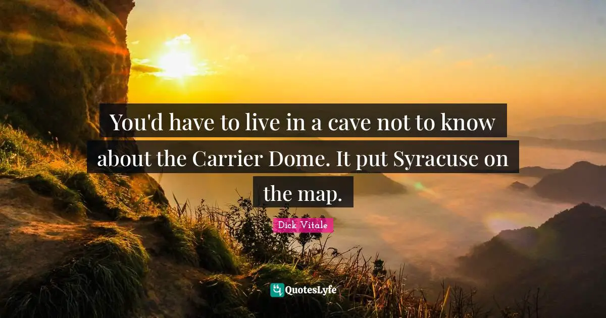 Domes Quotes: "You'd have to live in a cave not to know about the Carrier Dome. It put Syracuse on the map."
