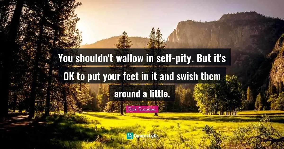 You shouldn't wallow in self-pity. But it's OK to put your feet in it and swish them around a little.