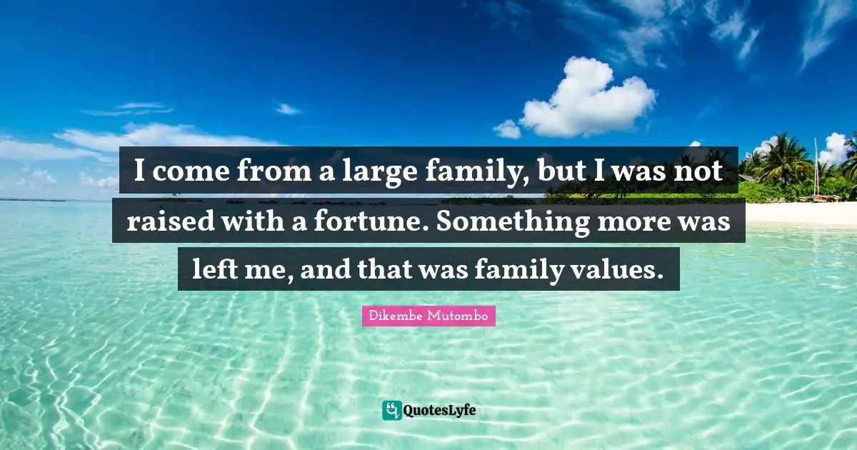 I come from a large family, but I was not raised with a fortune. Something more was left me, and that was family values.