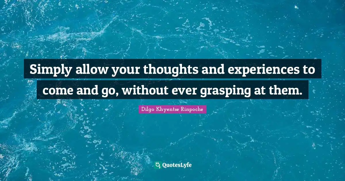 Dilgo Khyentse Rinpoche Quotes: "Simply allow your thoughts and experiences to come and go, without ever grasping at them."