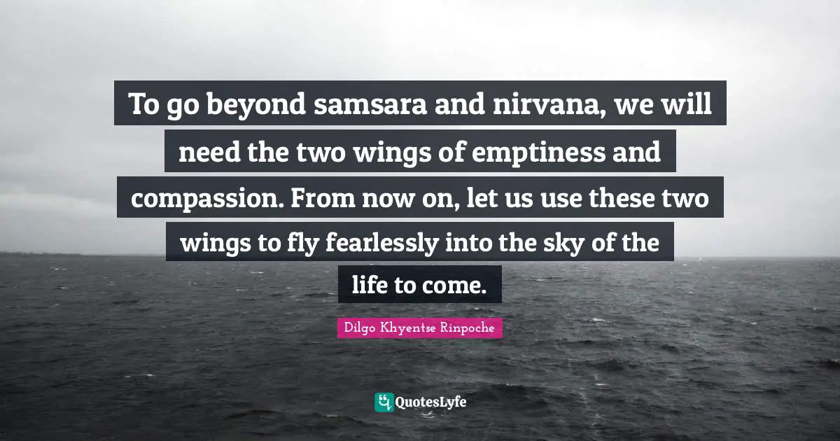 Emptiness Quotes: "To go beyond samsara and nirvana, we will need the two wings of emptiness and compassion. From now on, let us use these two wings to fly fearlessly into the sky of the life to come."