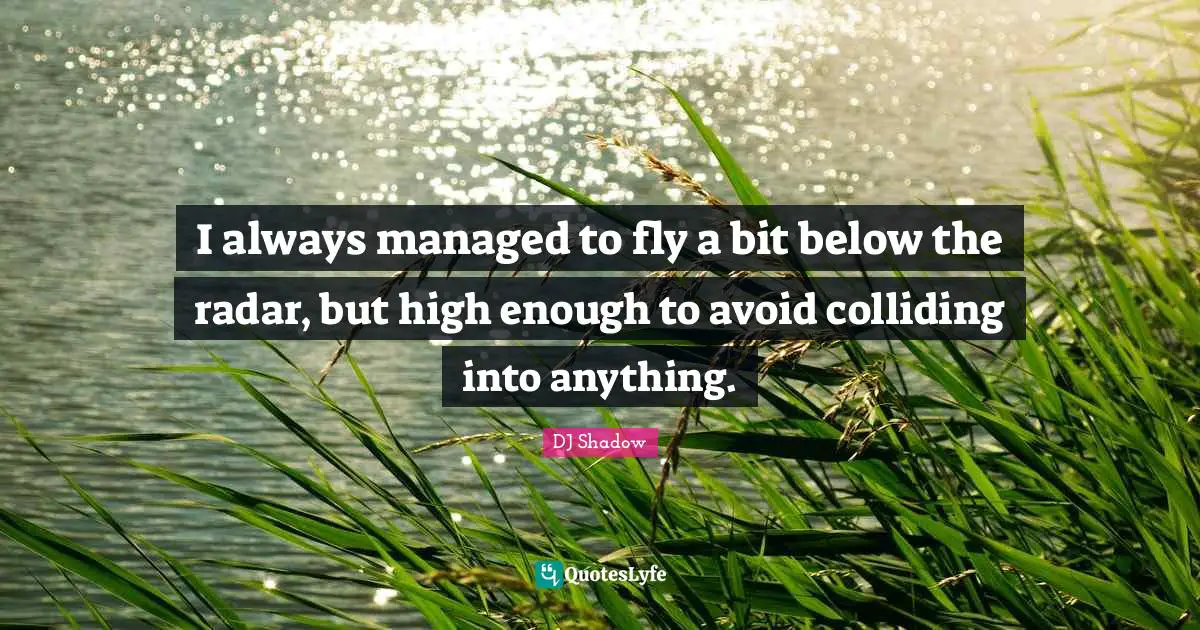 I always managed to fly a bit below the radar, but high enough to avoid colliding into anything.