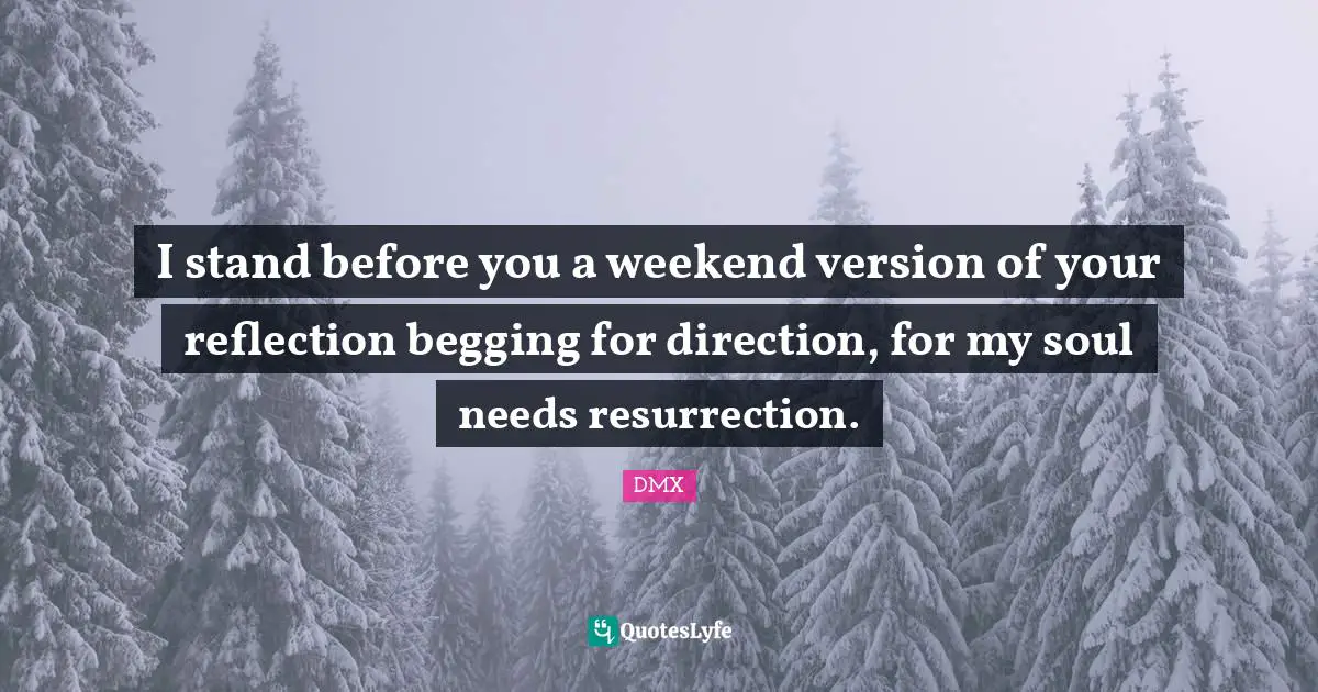 Begging Quotes: "I stand before you a weekend version of your reflection begging for direction, for my soul needs resurrection."