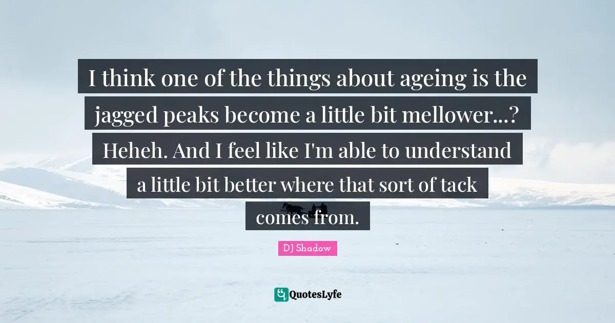 I think one of the things about ageing is the jagged peaks become a little bit mellower...? Heheh. And I feel like I'm able to understand a little bit better where that sort of tack comes from.