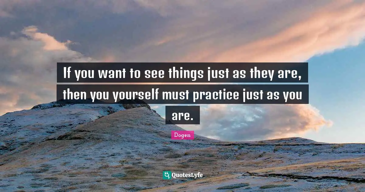If you want to see things just as they are, then you yourself must practice just as you are.