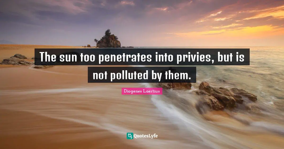 The sun too penetrates into privies, but is not polluted by them.