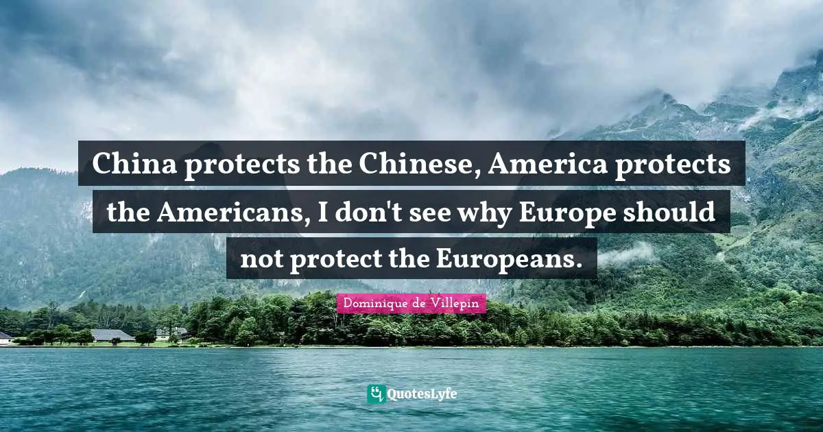 China protects the Chinese, America protects the Americans, I don't see why Europe should not protect the Europeans.