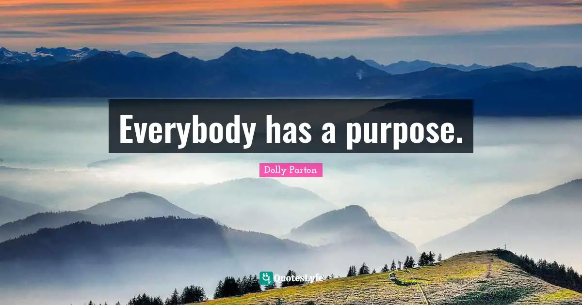 Everybody has a purpose.