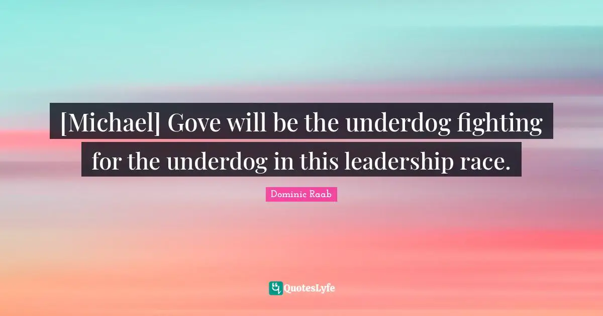 [Michael] Gove will be the underdog fighting for the underdog in this leadership race.