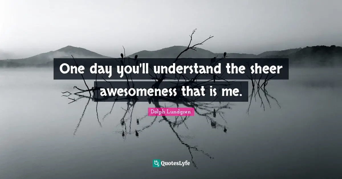 Dolph Lundgren Quotes: "One day you'll understand the sheer awesomeness that is me."