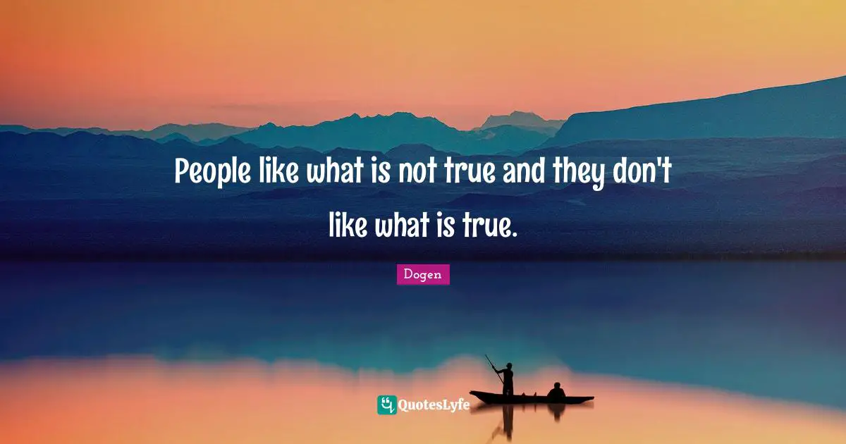 People like what is not true and they don't like what is true.