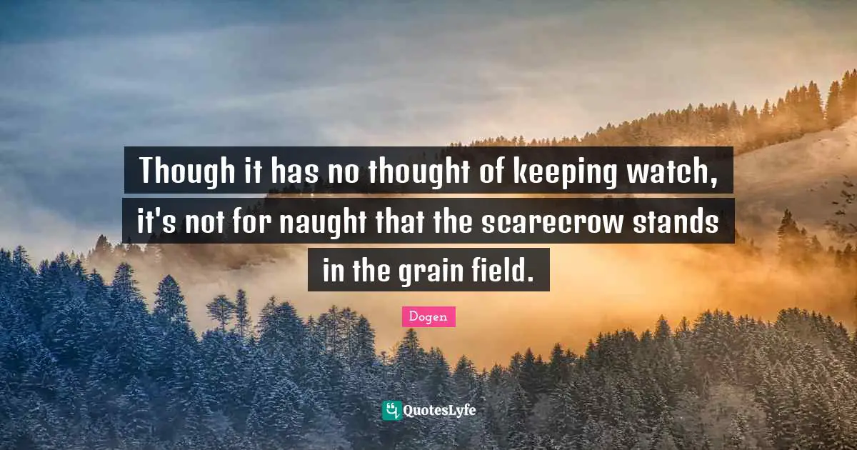 Though it has no thought of keeping watch, it's not for naught that the scarecrow stands in the grain field.