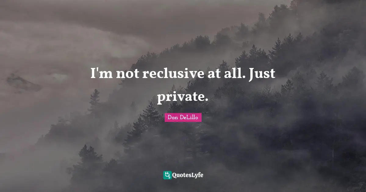 Don DeLillo Quotes: "I'm not reclusive at all. Just private."