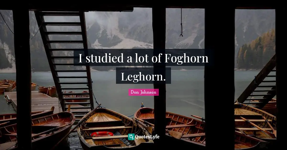 I studied a lot of Foghorn Leghorn.