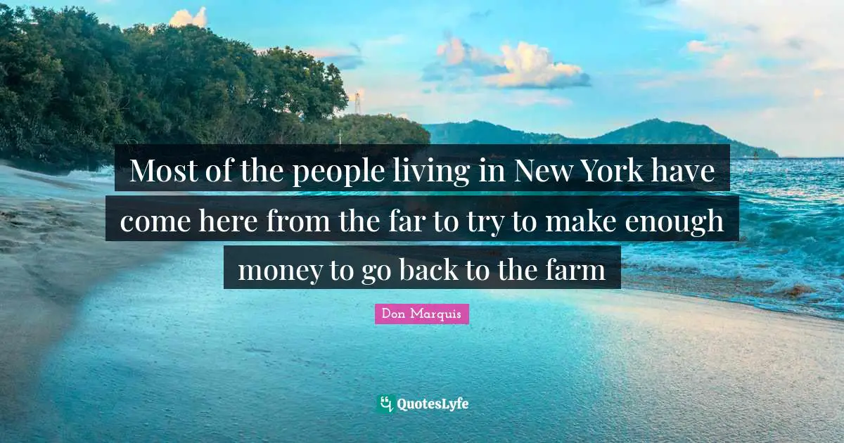 Most of the people living in New York have come here from the far to try to make enough money to go back to the farm