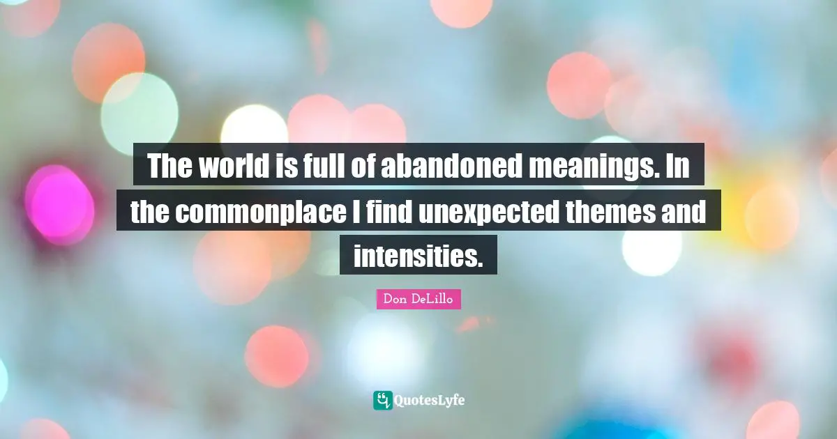 The world is full of abandoned meanings. In the commonplace I find unexpected themes and intensities.