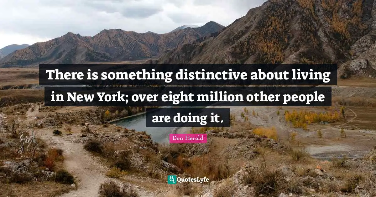 There is something distinctive about living in New York; over eight million other people are doing it.