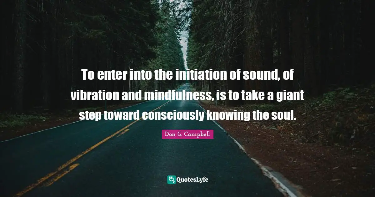 To enter into the initiation of sound, of vibration and mindfulness, is to take a giant step toward consciously knowing the soul.