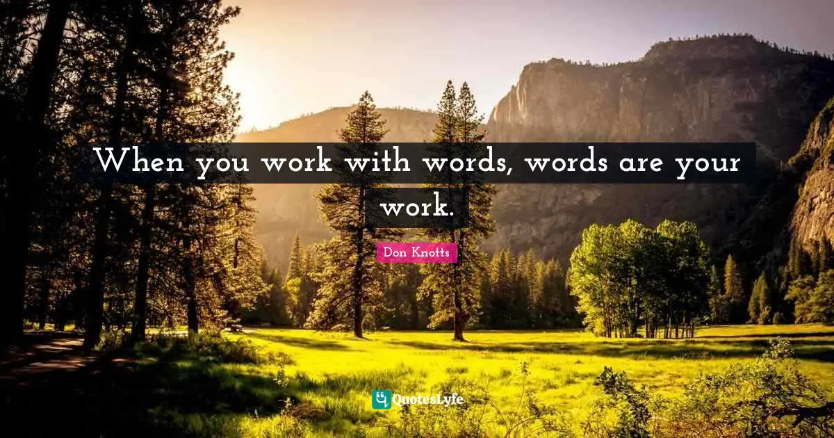 When you work with words, words are your work.