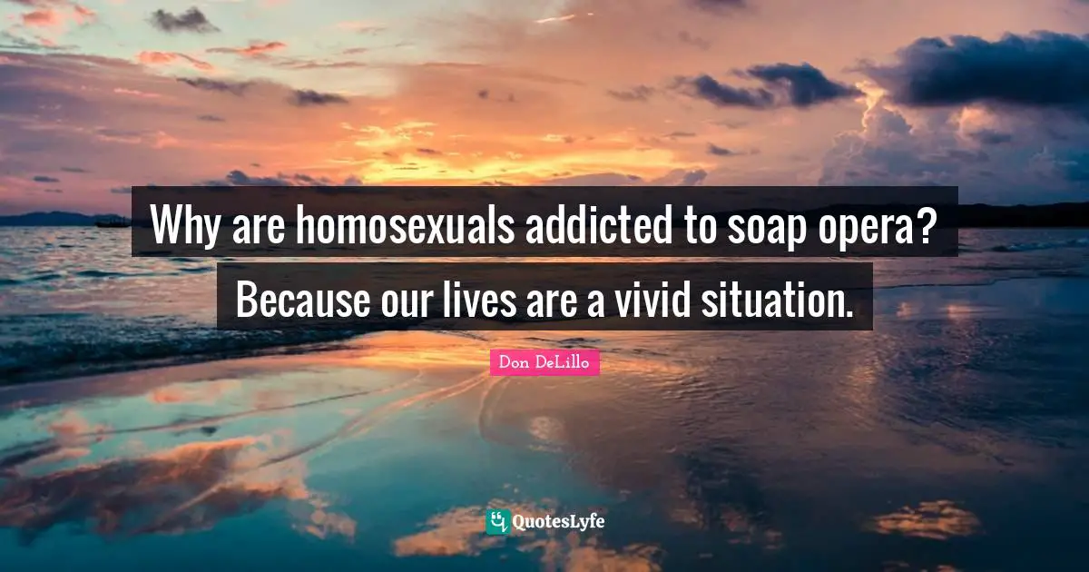 Why are homosexuals addicted to soap opera? Because our lives are a vivid situation.