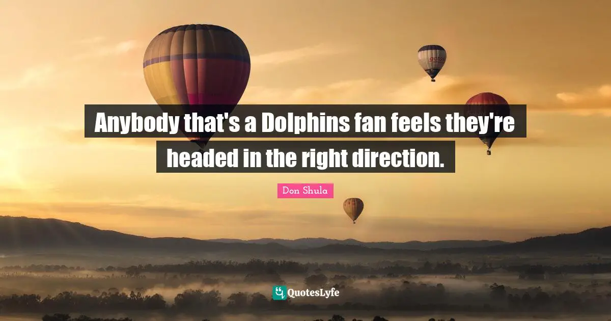 Don Shula Quotes: "Anybody that's a Dolphins fan feels they're headed in the right direction."