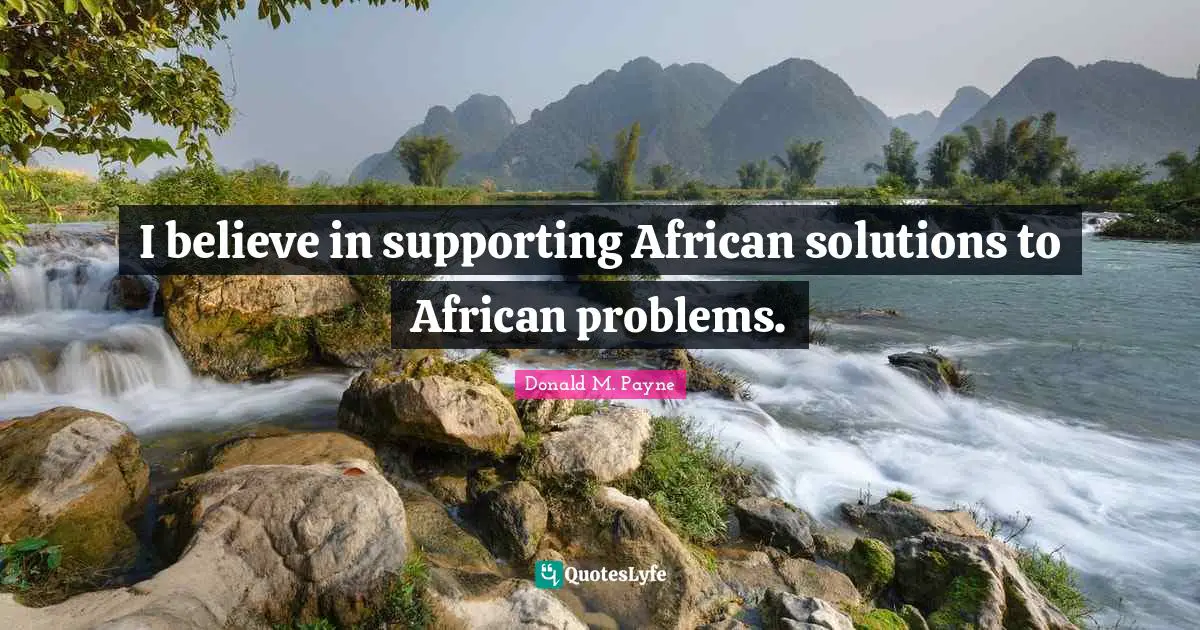 I believe in supporting African solutions to African problems.