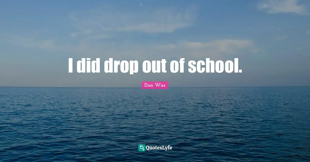 I did drop out of school.