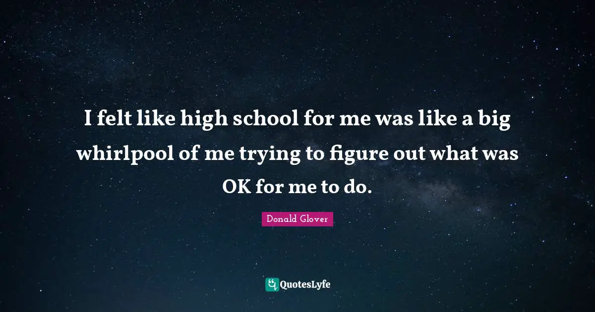 High School Quotes: "I felt like high school for me was like a big whirlpool of me trying to figure out what was OK for me to do."