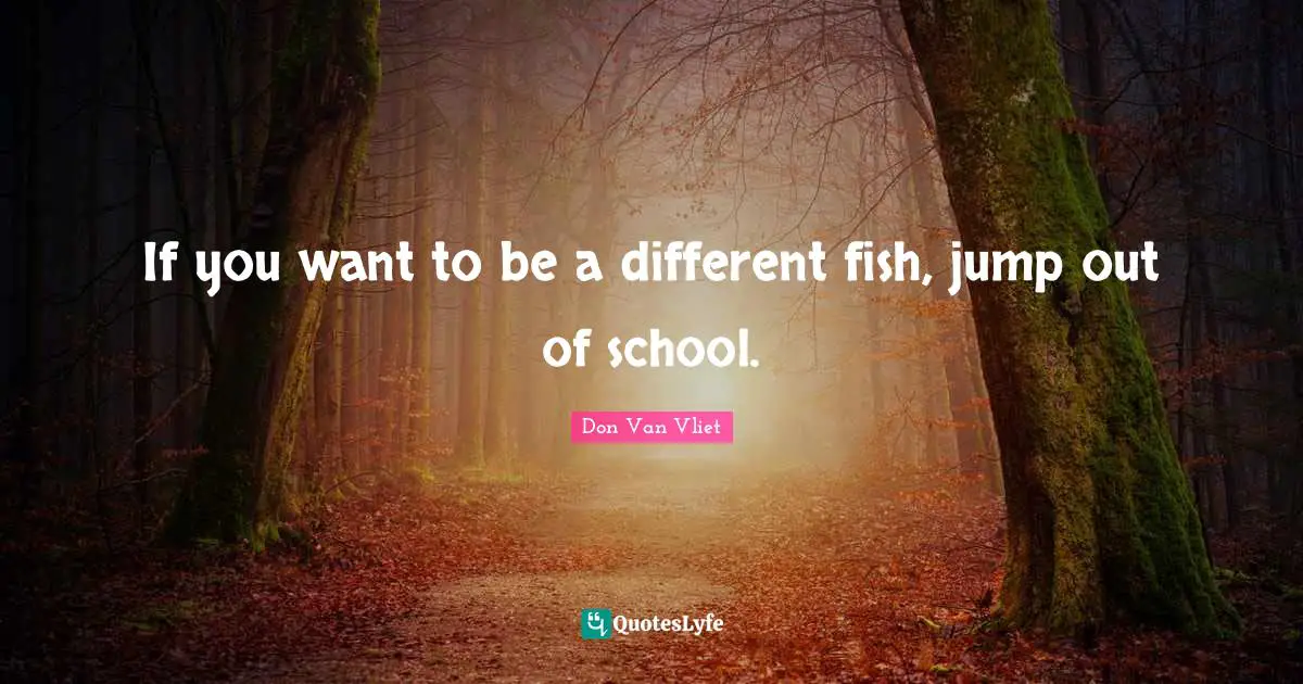 If you want to be a different fish, jump out of school.