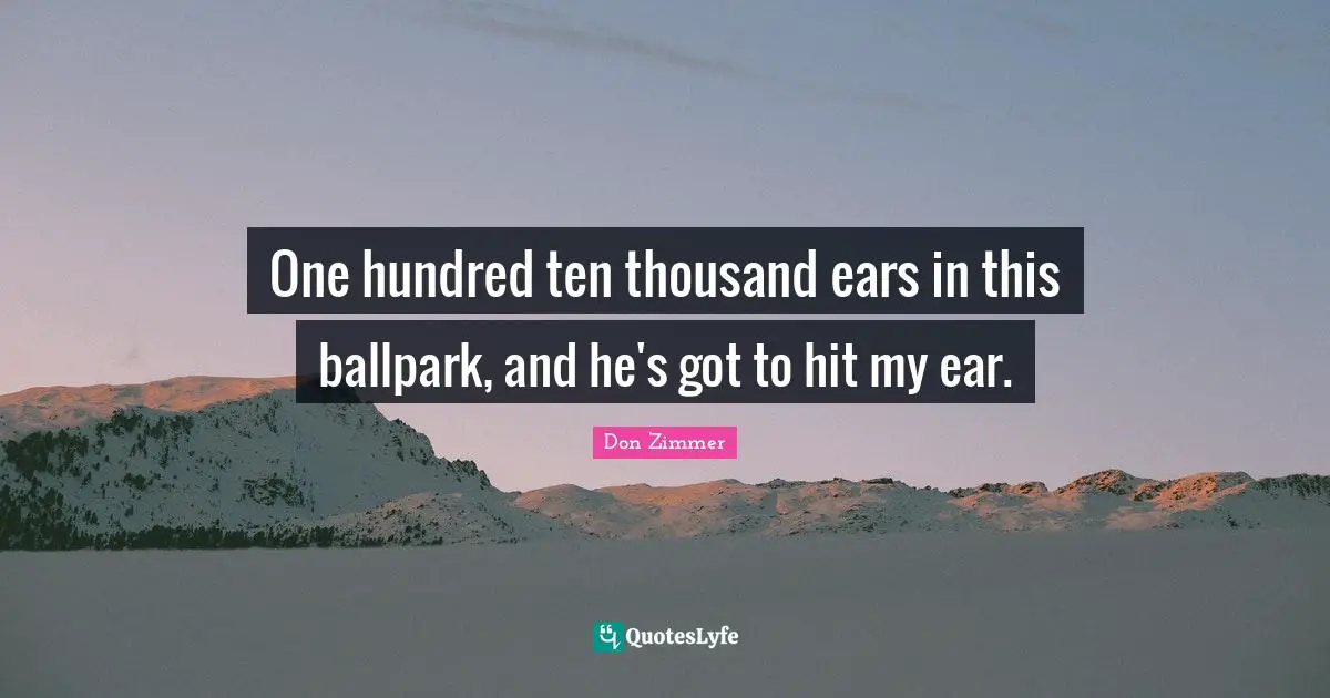 One hundred ten thousand ears in this ballpark, and he's got to hit my ear.