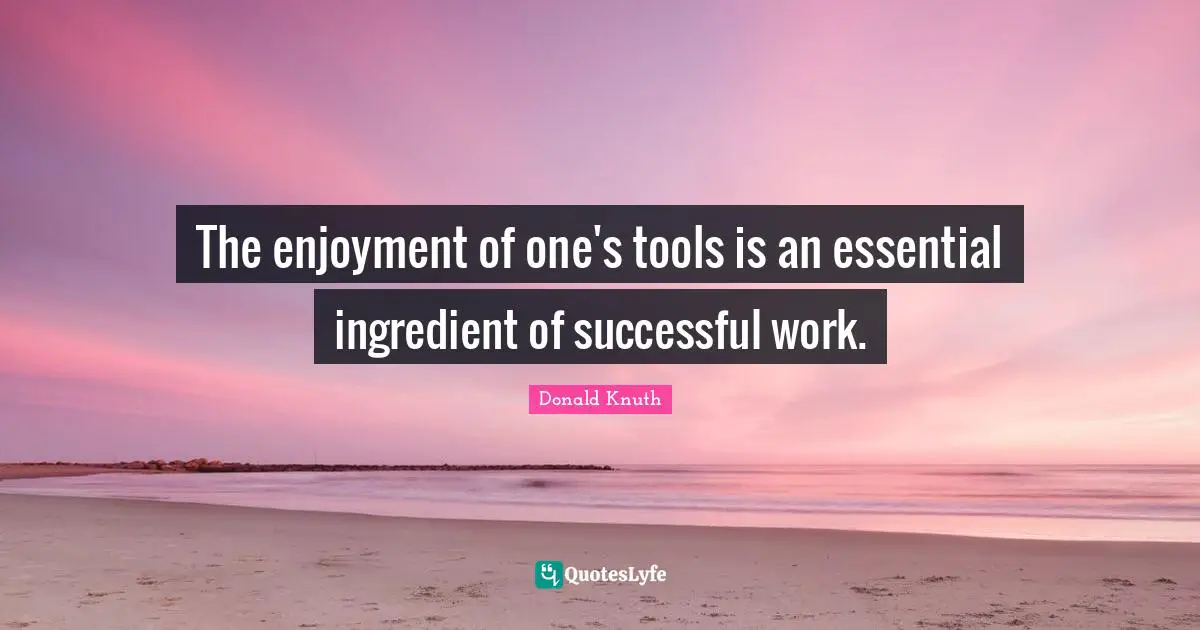 The enjoyment of one's tools is an essential ingredient of successful work.