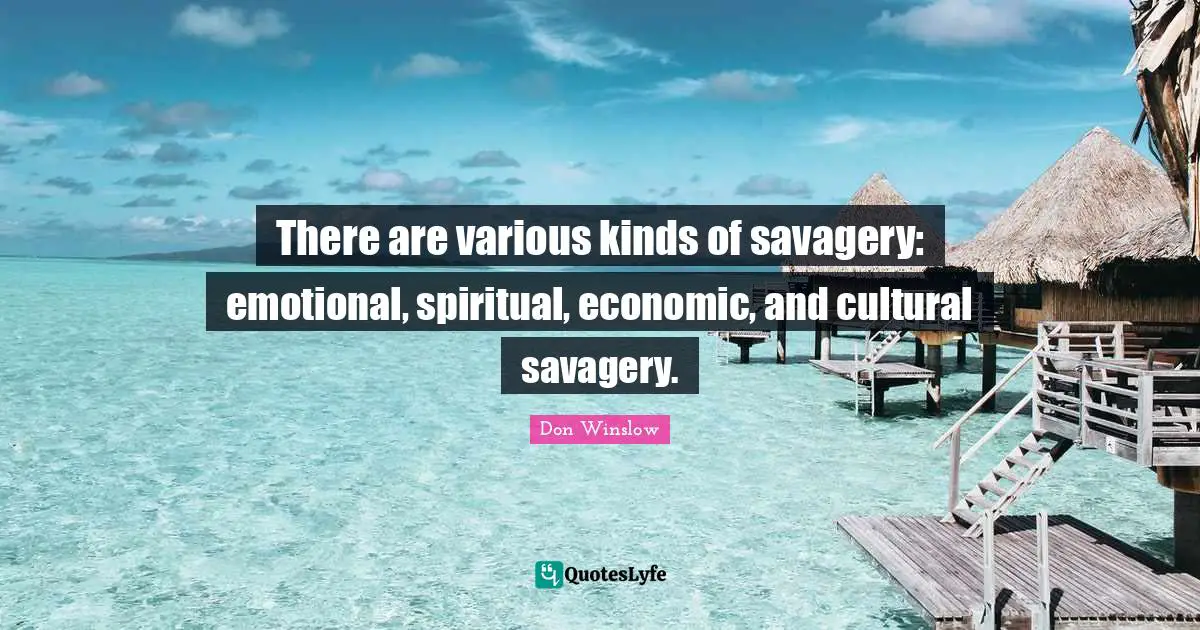 There are various kinds of savagery: emotional, spiritual, economic, and cultural savagery.