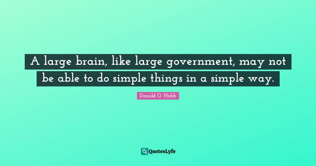 A large brain, like large government, may not be able to do simple things in a simple way.