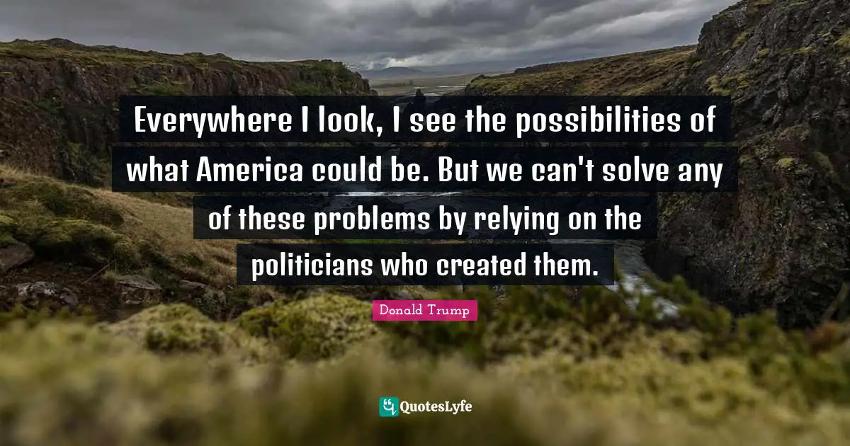 Everywhere I look, I see the possibilities of what America could be. But we can't solve any of these problems by relying on the politicians who created them.