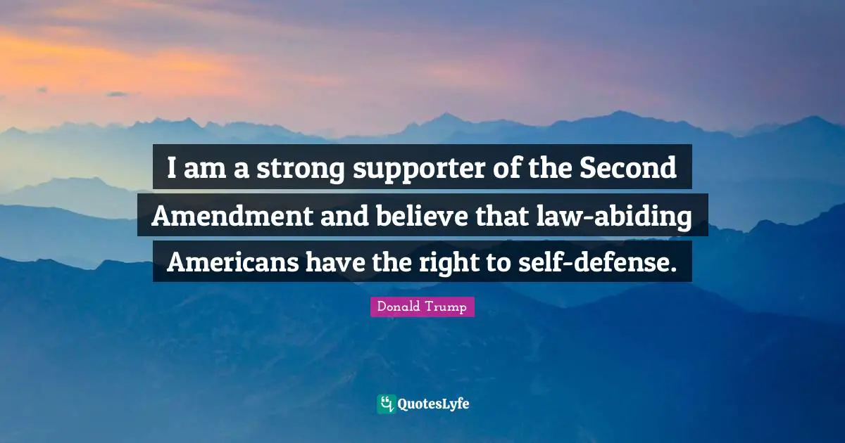 Abiding Quotes: "I am a strong supporter of the Second Amendment and believe that law-abiding Americans have the right to self-defense."