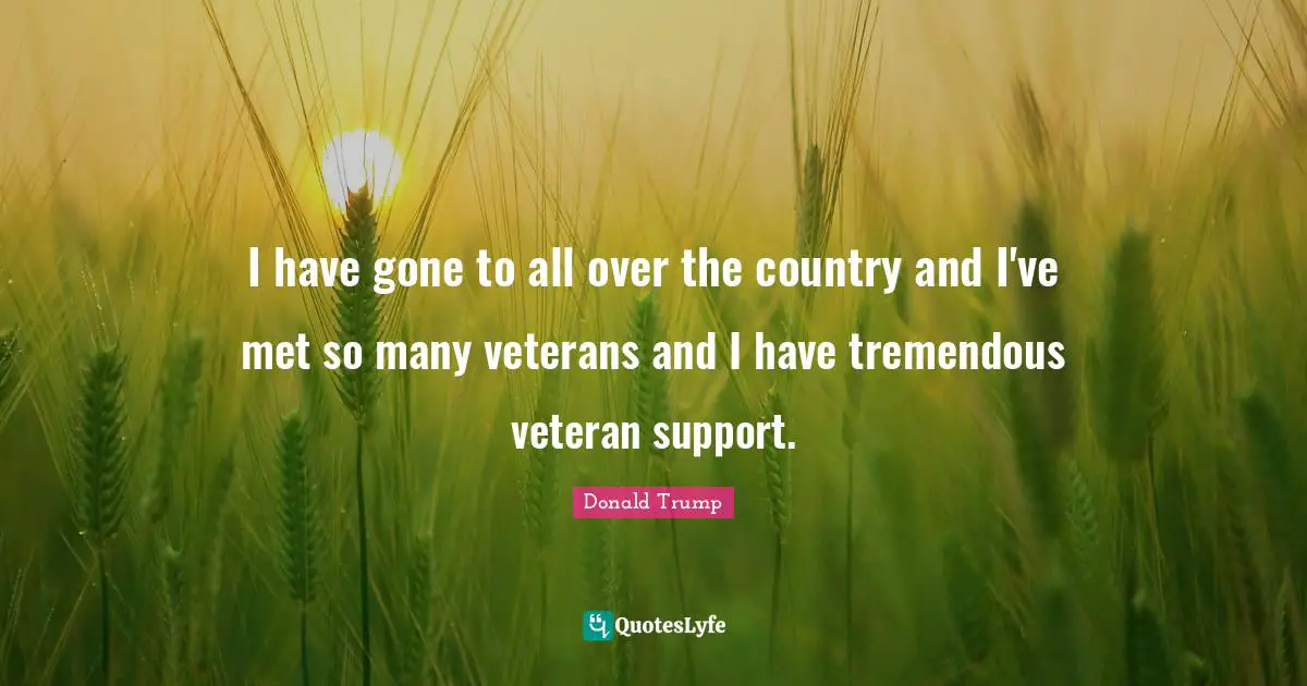 I have gone to all over the country and I've met so many veterans and I have tremendous veteran support.