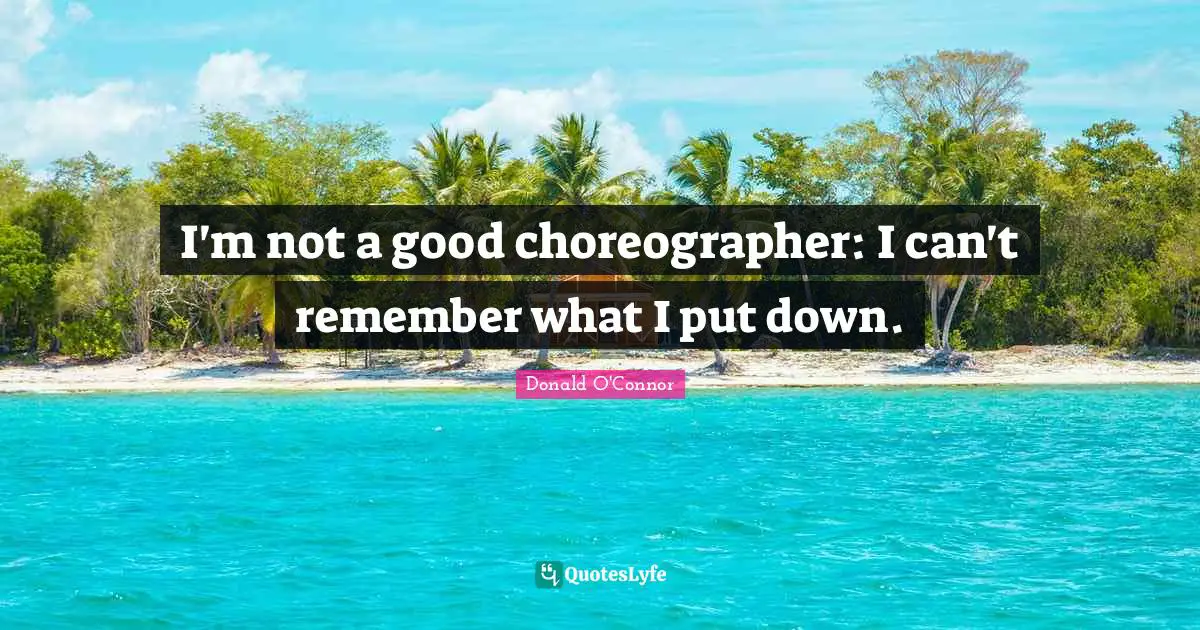I'm not a good choreographer: I can't remember what I put down.