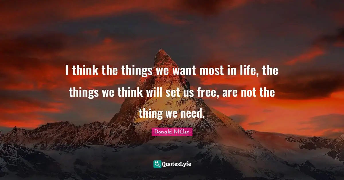 I think the things we want most in life, the things we think will set us free, are not the thing we need.